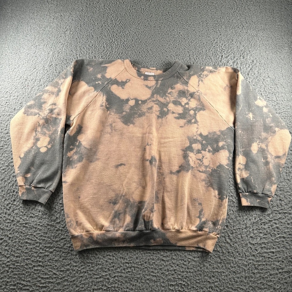 Vtg 90's‎ Alore Sweatshirt Size XL Bleached Tie Dye Crewneck Gray Pink Pullover